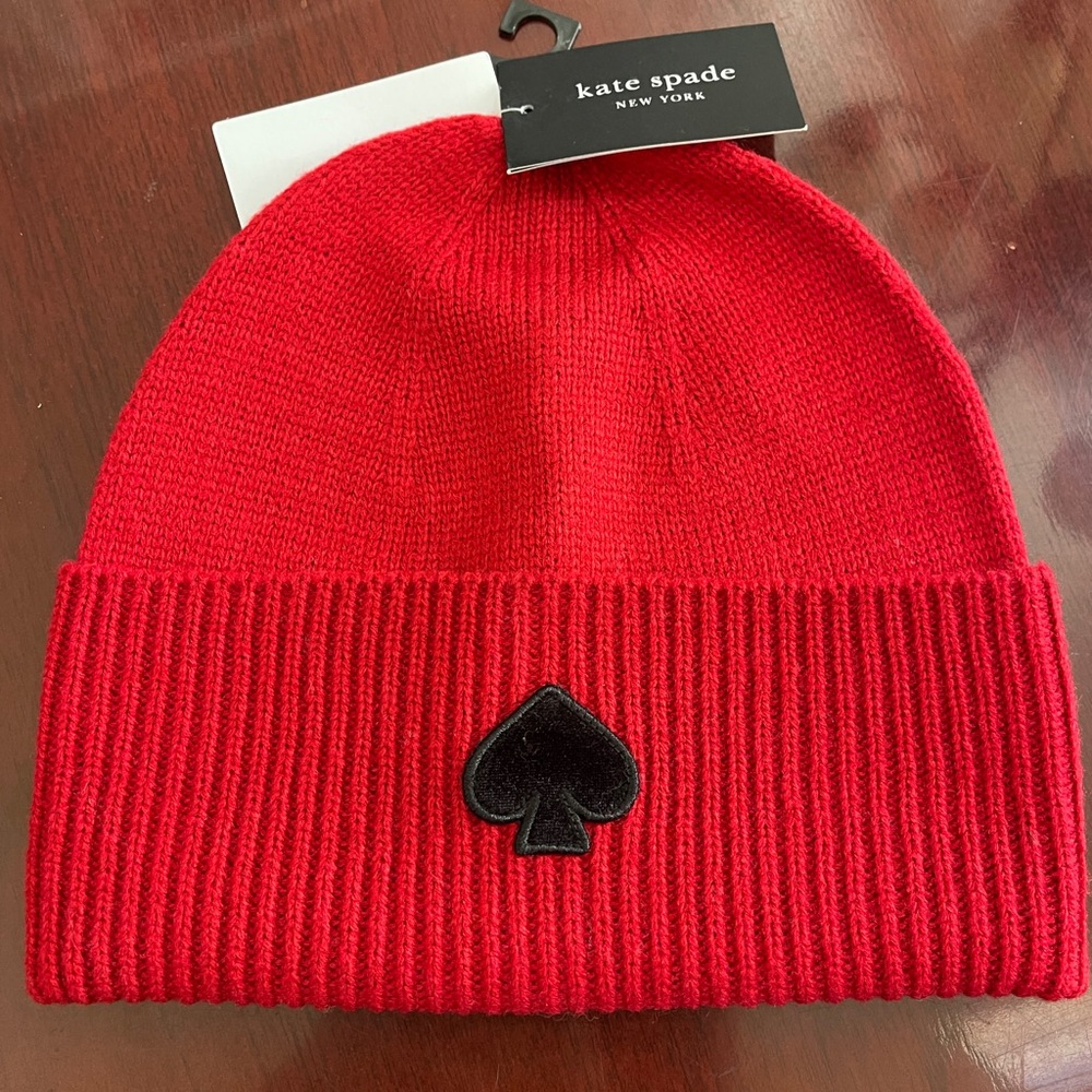 Kate Spade Flocked Ribbed Spade Beanie
